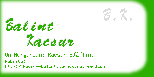 balint kacsur business card